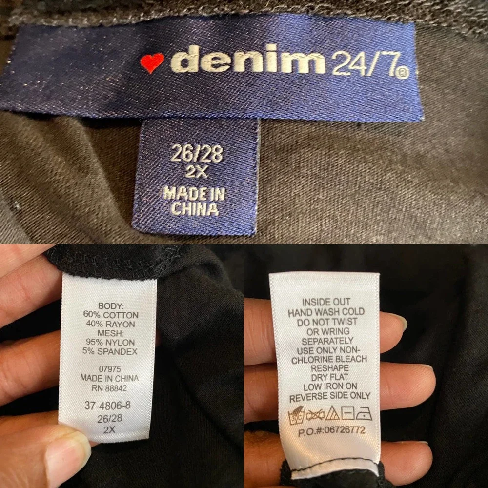 Denim 24/7 Black Pullover Long Sleeve Plus Size 2X 26/28 - Picture 3 of 6
